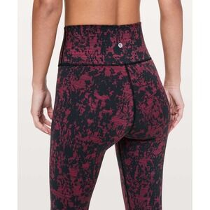 Lululemon Wunder Under Crop Hi Rise 21" Scatter Blossom Jacquard Garnet Black 6